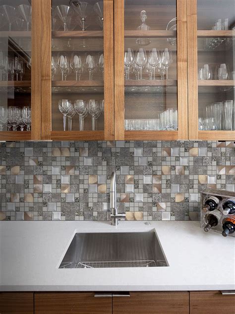 Glass Metal Gray Copper Mosaic Backsplash Tile Tile