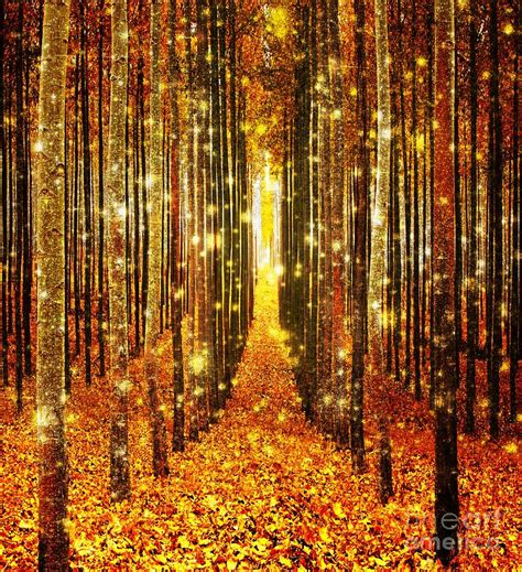 Magical Forest Golden Digital Art By Johari Smith
