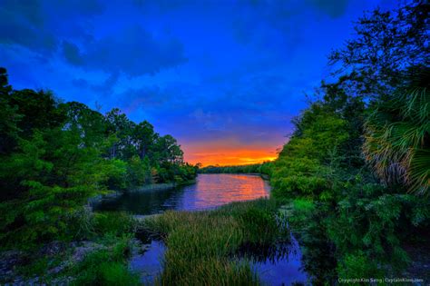 Sunset At Small Lake In Palm Beach County Jupiter Florida