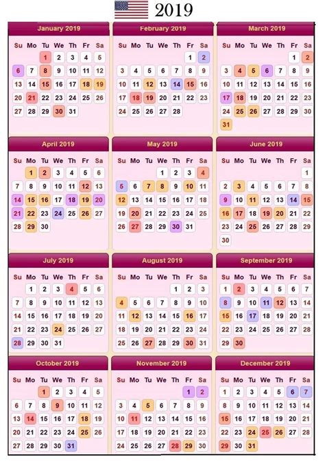 2019 Calendar Holidays In United States Usa Calendar