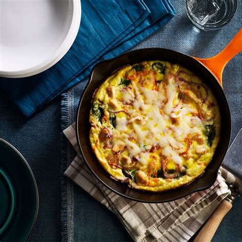 Omelette aux épinards et au poulet cuite au four