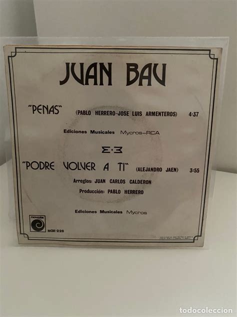 Juan Bau Penas Podre Volver A Ti Single No Comprar Discos