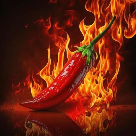 Premium Photo Red Hot Chili Pepper On Fire Ai Generated