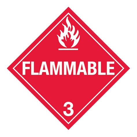Hazard Class 3 Flammable Liquid Removable Self Stick Vinyl Worded