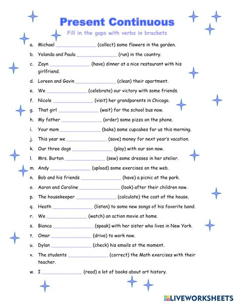 Present Continuous Tense Worksheet 1 Worksheet