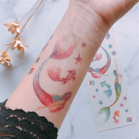 Mermaid Temporary Tattoo Painted By Illustrator Paperself
