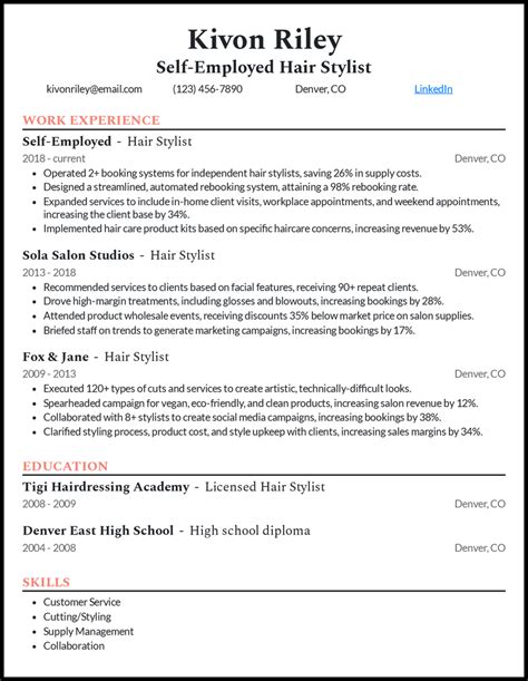 11 Hair Stylist Resume Examples And Templates