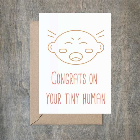 The funny baby shower invitations. Tiny Human Baby Shower Card | Baby shower funny, Baby congratulations card, Funny baby card
