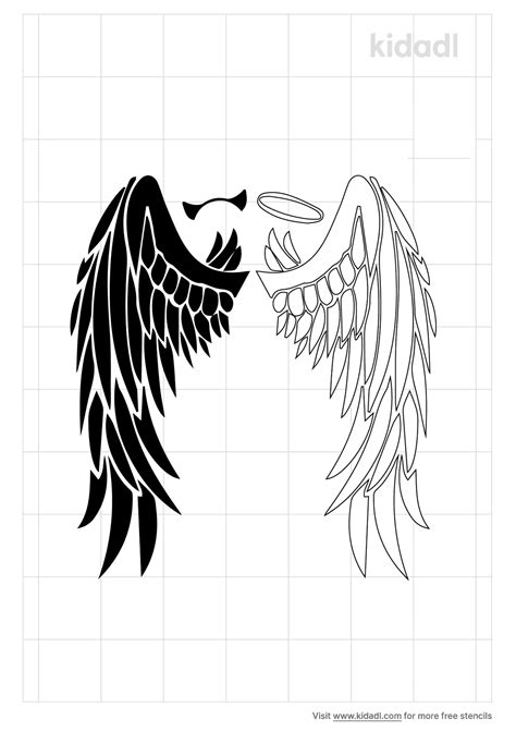 Free Devil And Angel Fantasy Stencil Stencil Printables Kidadl