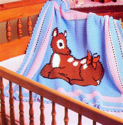 Vintage Crochet Pattern Pdf Baby Deer Afghan Baby Pram Cover Etsy