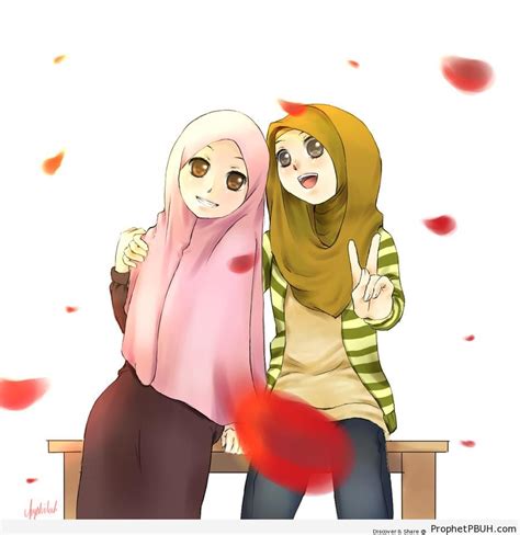 Sweet Muslim Sisters Manga And Anime Style Drawing Drawings Prophet Pbuh Peace Be Upon Him