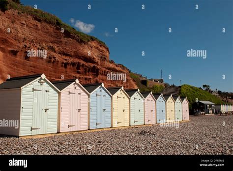 Beach Huts And Cliffs Budleigh Salterton Devon England Uk Stock Photo Alamy