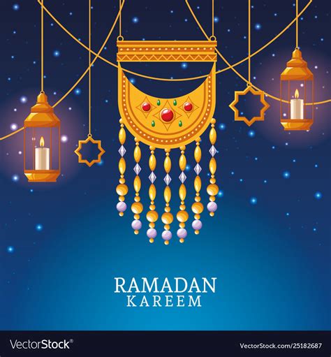 Ramadan Kareem With Pendant And Islamic Art Vector Image