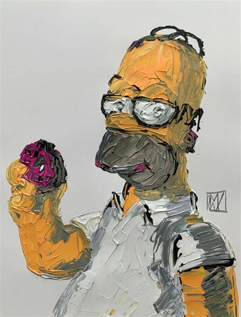 Original Abstract Homer Simpson Eating Donut Wall Art Acrylic Painting