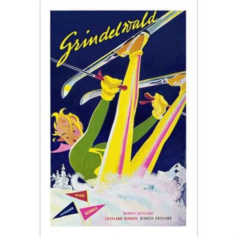 Grindelwald Swiss Art Deco Ski Poster Oops