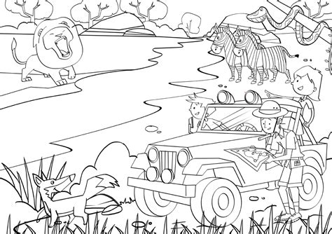 Jungle safari coloring pages download and print for free