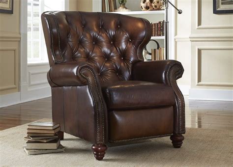 Drop dead gorgeous blue striped chair and a half white. Arthur Chesterfield Leather Wingback Recliner - Tufted ...