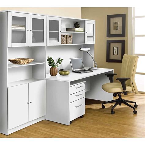 White desks can give your office a sleek, clean, modern look. Unique Furniture 100 Series White Executive Office Desk ...