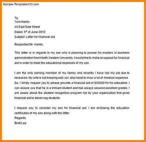This letter confirms that a renter has the means to pay for rent. Financial Aid Request Letter Sample Database | Letter Template Collection