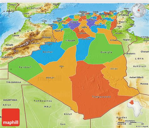 Political 3d Map Of Algeria Physical Outside