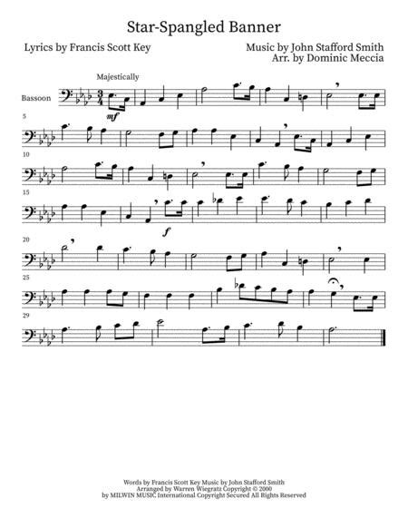 The Star Spangled Banner Bassoon Free Music Sheet