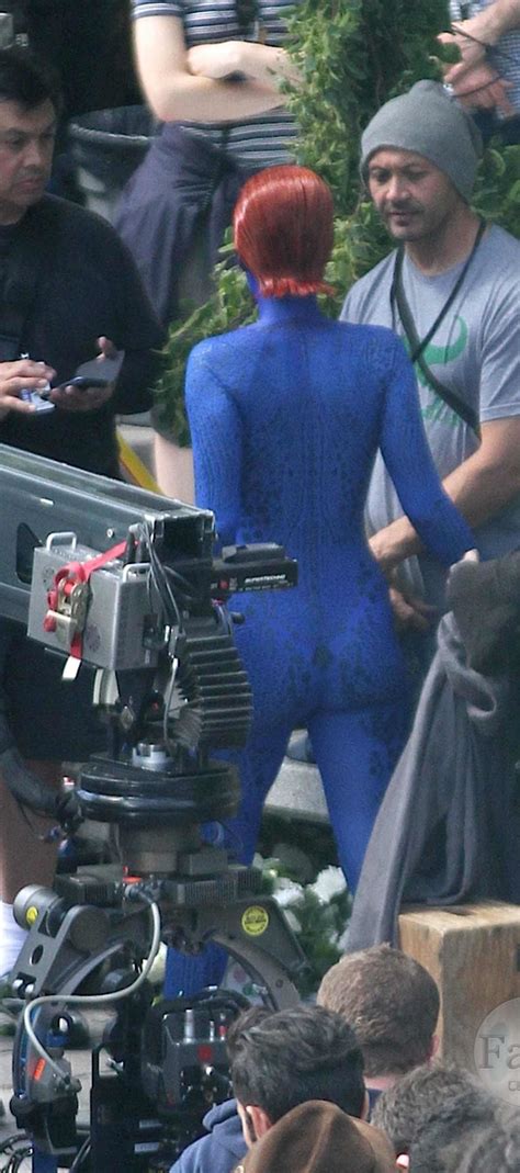 Jennifer Lawrence Back In Mystique Body Suit On Set Of X MEN