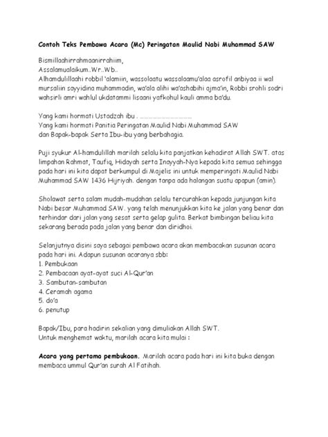 Contoh Teks Pembawa Acara