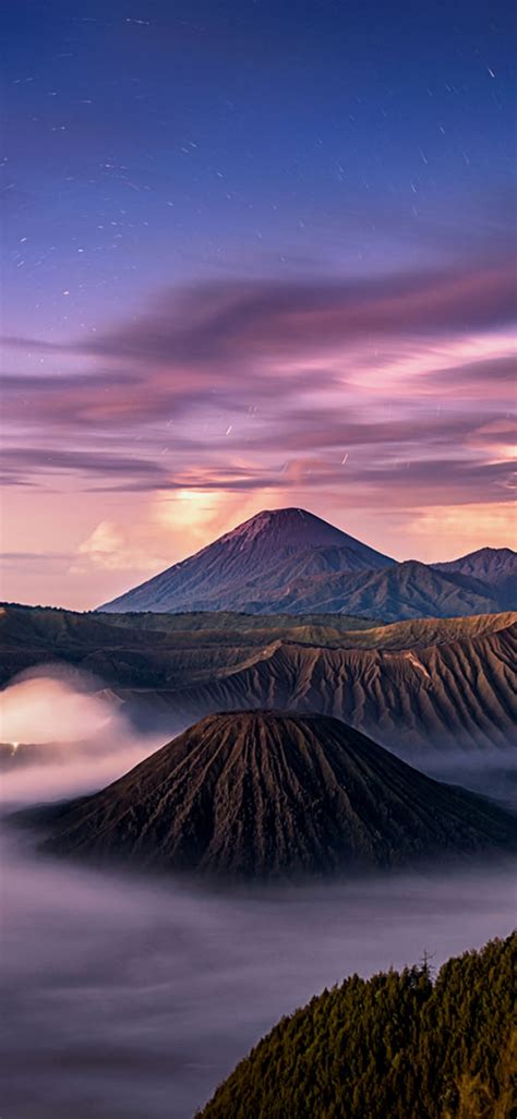 1125x2436 Calm Volcano Landscape In Fog Iphone Xsiphone 10iphone X