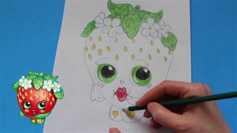 how to draw shopkins season 1 strawberry kiss step by step easy toy caboodle youtube