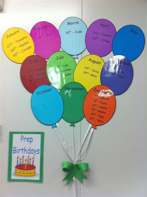 Birthday Balloons Birthday Calendar Classroom Classroom Birthday