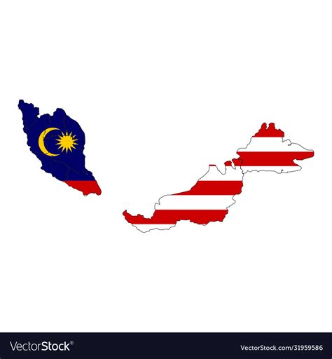 Malaysia Map Flag Royalty Free Vector Image Vectorstock