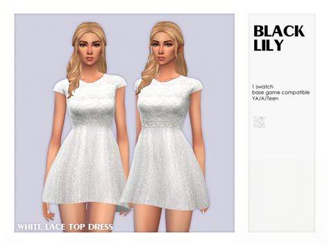White Lace Top Dress By Black Lily From Tsr • Sims 4 Downloads