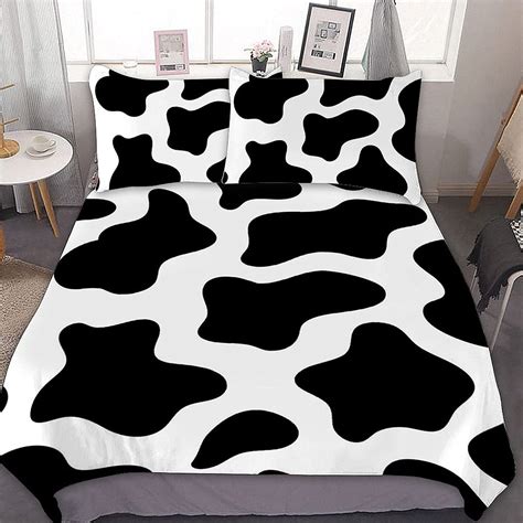Cow Print Comforter Set Queen Bedding Set Of 31 Duvet Cover Etsy