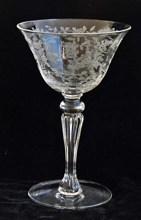 Check spelling or type a new query. Two Etched Flower Tiffin Glass Cerise Cerice Wine or ...