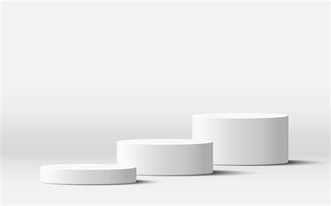 Realistic White Blank Product Podium 3 Step Scene Isolated On White