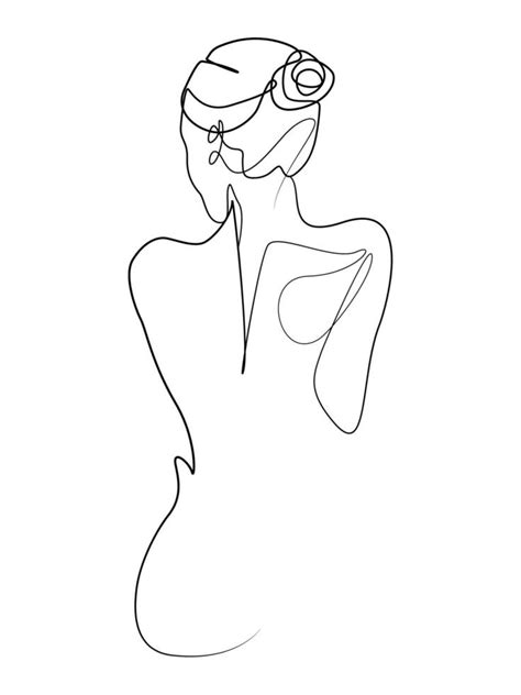 Trendy Line Art Woman Body Set Minimalistic Black Lines Drawing Hot