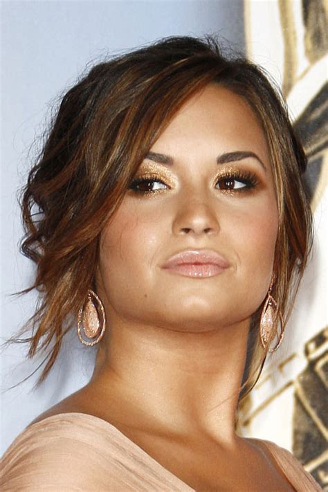 Demi Lovato Wavy Medium Brown Updo Hairstyle Steal Her Style