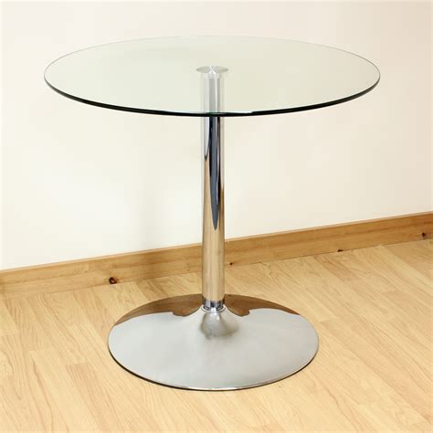 Hartleys 80cm Clearchrome Round Glass Diningkitchen Table Bistrocafe