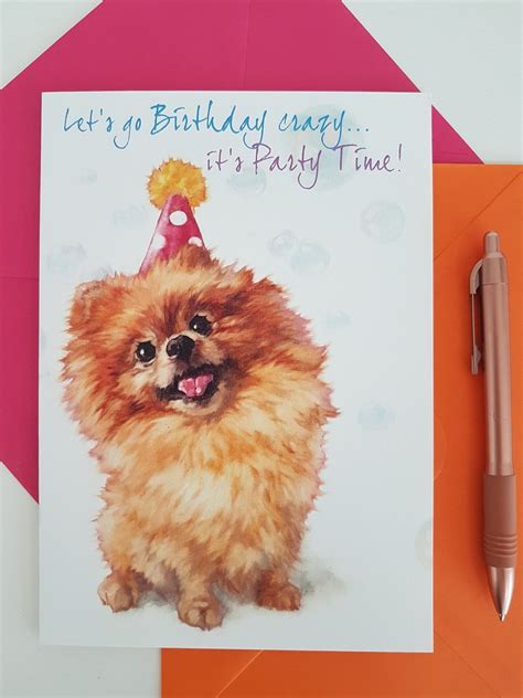 Pomeranian Birthday Card Pomy Birthday Card Pomeranian Etsy