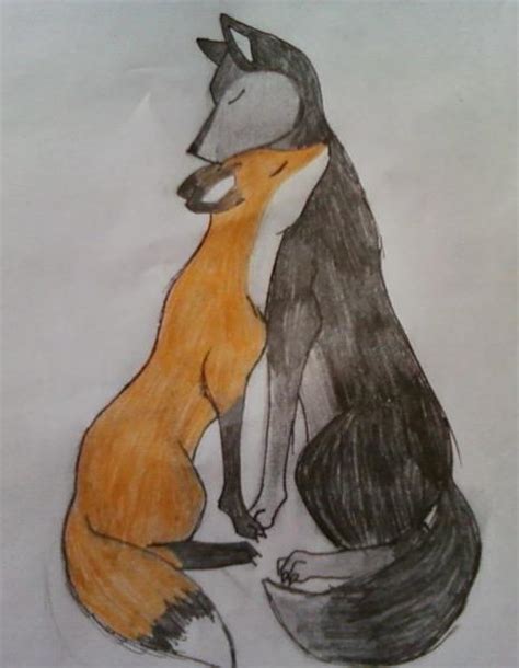 Wolf Fox Hug By Editer Queen On Deviantart