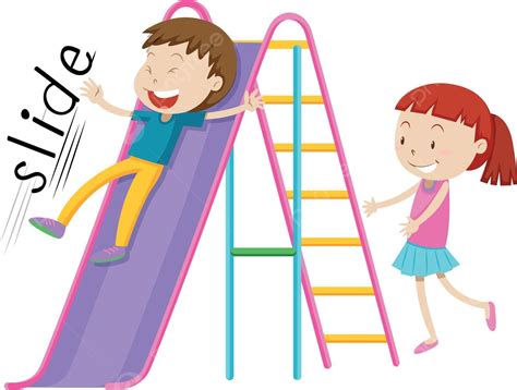 Children Playing On The Slide Graphic Playground Picture Vector