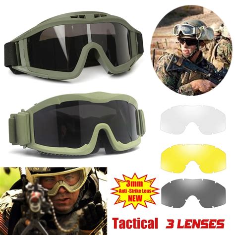 jsjm 남성용 전술 고글 군사 사격 보호 안경 야외 사냥 방풍 방진 고글 다양한 스타일 3 렌즈 aliexpress