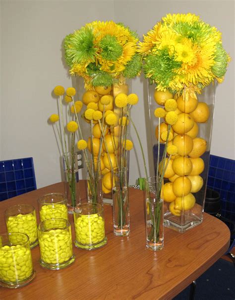 blue and yellow table decorations | Wedding table decorations blue
