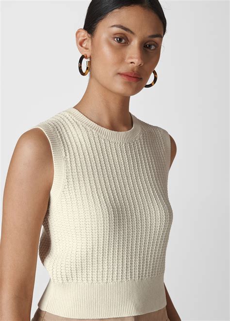 Ivorymulti Waffle Knitted Top Whistles