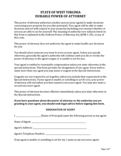 Washington State Power Of Attorney Forms 9 Types Pdf Word