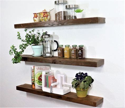 She ripped her cupboards out, drilled holes in the. FLOATING SHELVES Reclaimed Rustic Wood Award Winning 5 ...