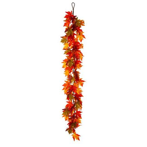 Glitzhome 6ft Fall Lighted Maple Leaves Garland Michaels