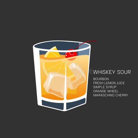 Whiskey Sour Alcohol Shot Popular Cocktail Vector Illustration Stock Vector Illustration Of