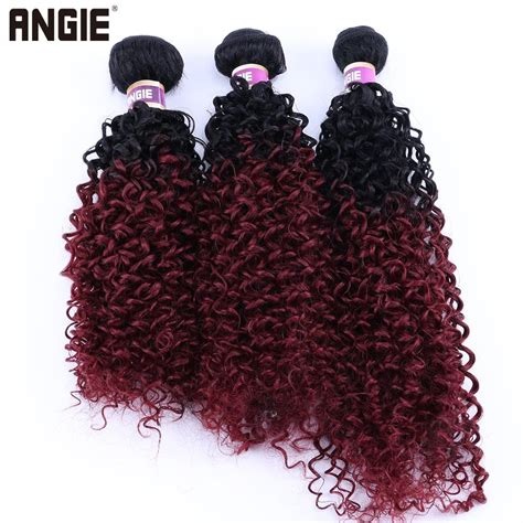Bundle Kinky Curly Synthetic Hair Weave Bundles Inches Gram Ombre Color Two Tone