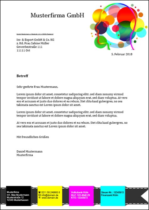Die entsprechenden postalischen vermerke wie einschreiben, persönlich. Kostenlose Word Briefkopf-Vorlagen herunterladen
